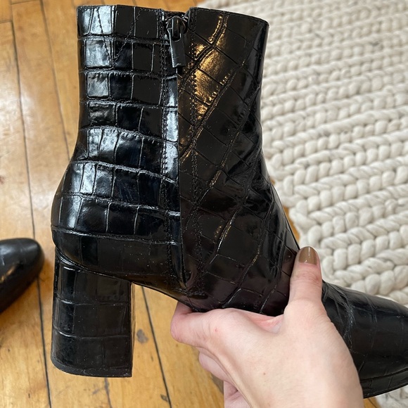 & Other Stories Croc Leather Platform Boots - Picture 8 of 12